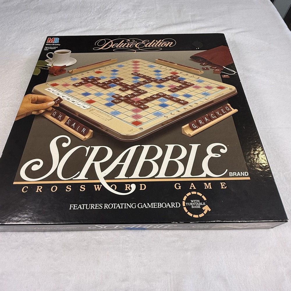 Vintage Scrabble Deluxe Edition 1989 Rotating Turntable Board Game Complete